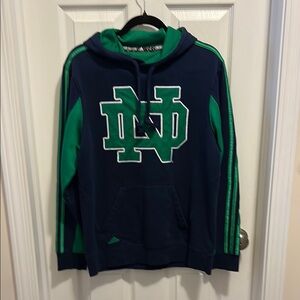 Adidas Men's Blue and Green Hoodie